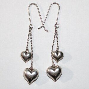 Elegant Silver Heart Drop Earrings
